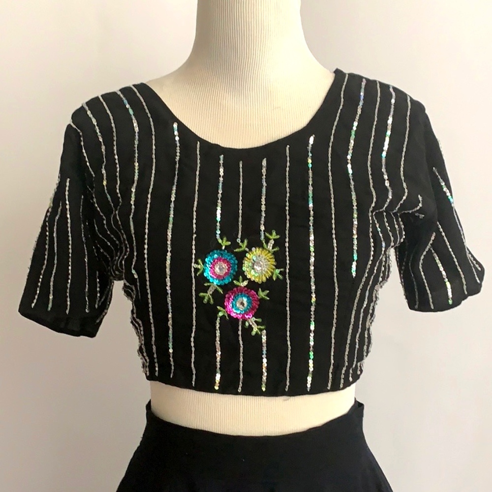 SOLD! VINTAGE Boho Sequin & Beaded Crop Top